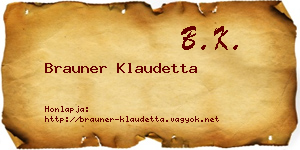 Brauner Klaudetta névjegykártya